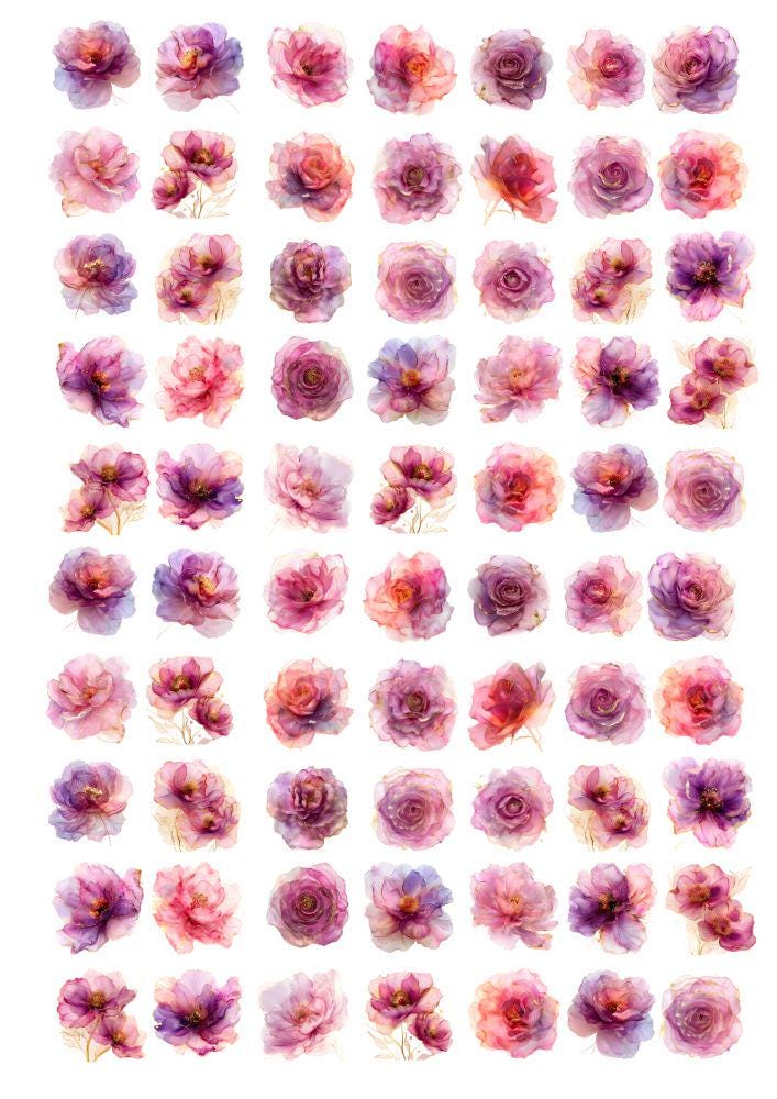 Decals, Flowers Ceramic decals - Enamel Decal - Fusible Decal - Glass Fusing Decal ~ Waterslide Decal 2112