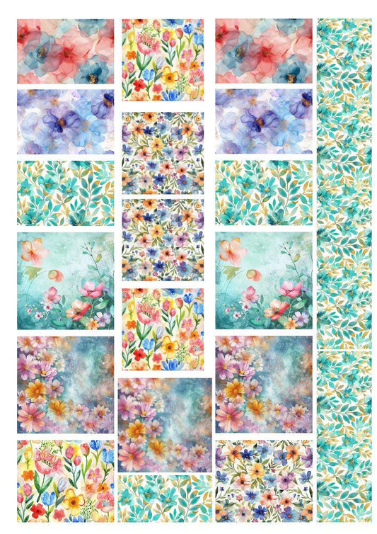 Decals, Flowers Pattern Ceramic decals - Enamel Decal - Fusible Decal - Glass Fusing Decal ~ Waterslide Decal 2113