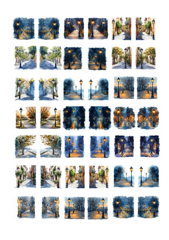 Decals, Romantic urban landscape Ceramic decals - Enamel Decal - Fusible Decal - Glass Fusing Decal ~ Waterslide Decal 2114