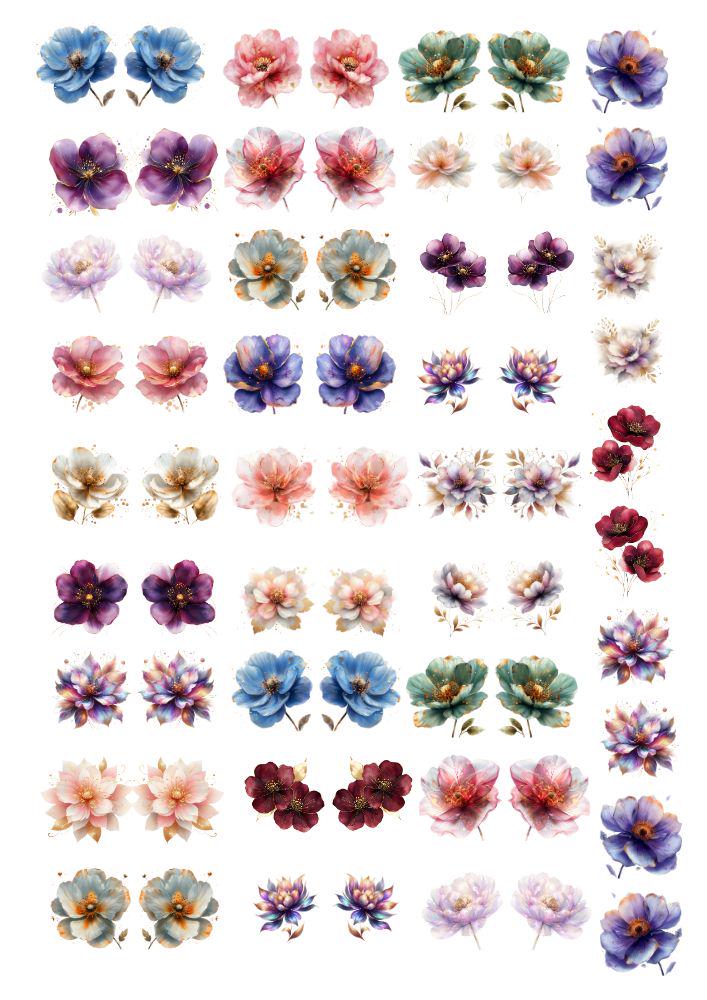 Decals, Flowers Ceramic decals - Enamel Decal - Fusible Decal - Glass Fusing Decal ~ Waterslide Decal 2111