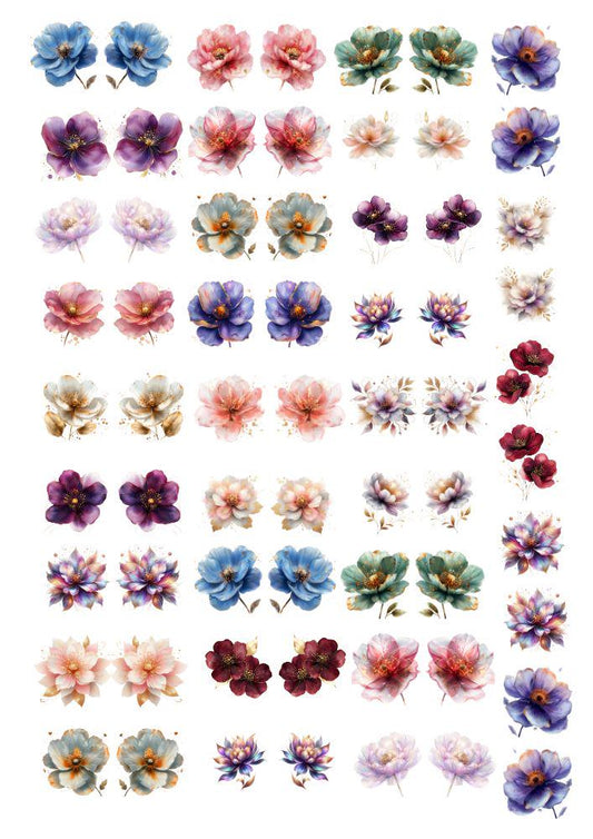 Decals, Flowers Ceramic decals - Enamel Decal - Fusible Decal - Glass Fusing Decal ~ Waterslide Decal 2111