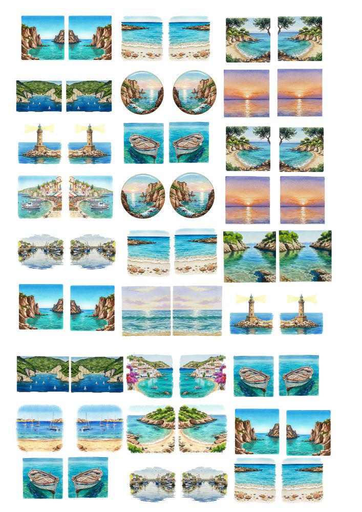 Decals, Mediterranean Landscapes Ceramic decals - Enamel Decal - Fusible Decal - Glass Fusing Decal ~ Waterslide Decal 2116