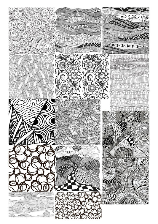 Overglaze Decals, Doodling Pattern Ceramic decals - Enamel Decal - Fusible Decal - Glass Fusing Decal ~ Waterslide Decal - 22107