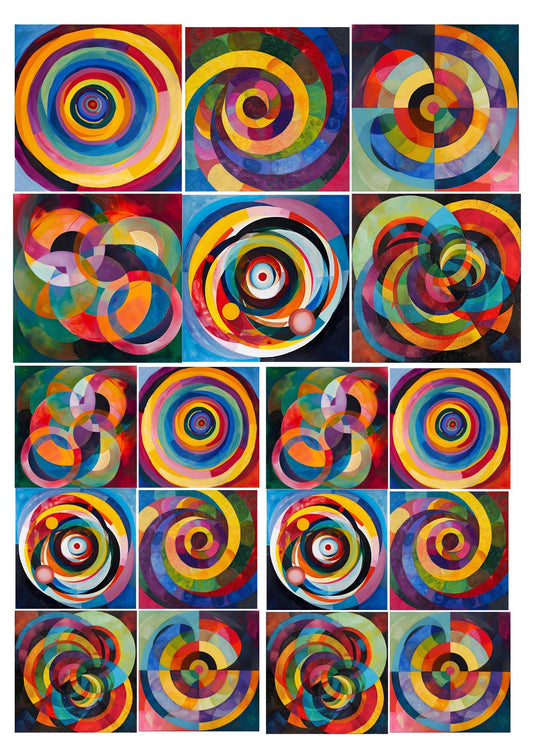 Overglaze Decals, Abstract Ceramic decals - Enamel Decal - Fusible Decal - Glass Fusing Decal ~ Waterslide Decal 22112