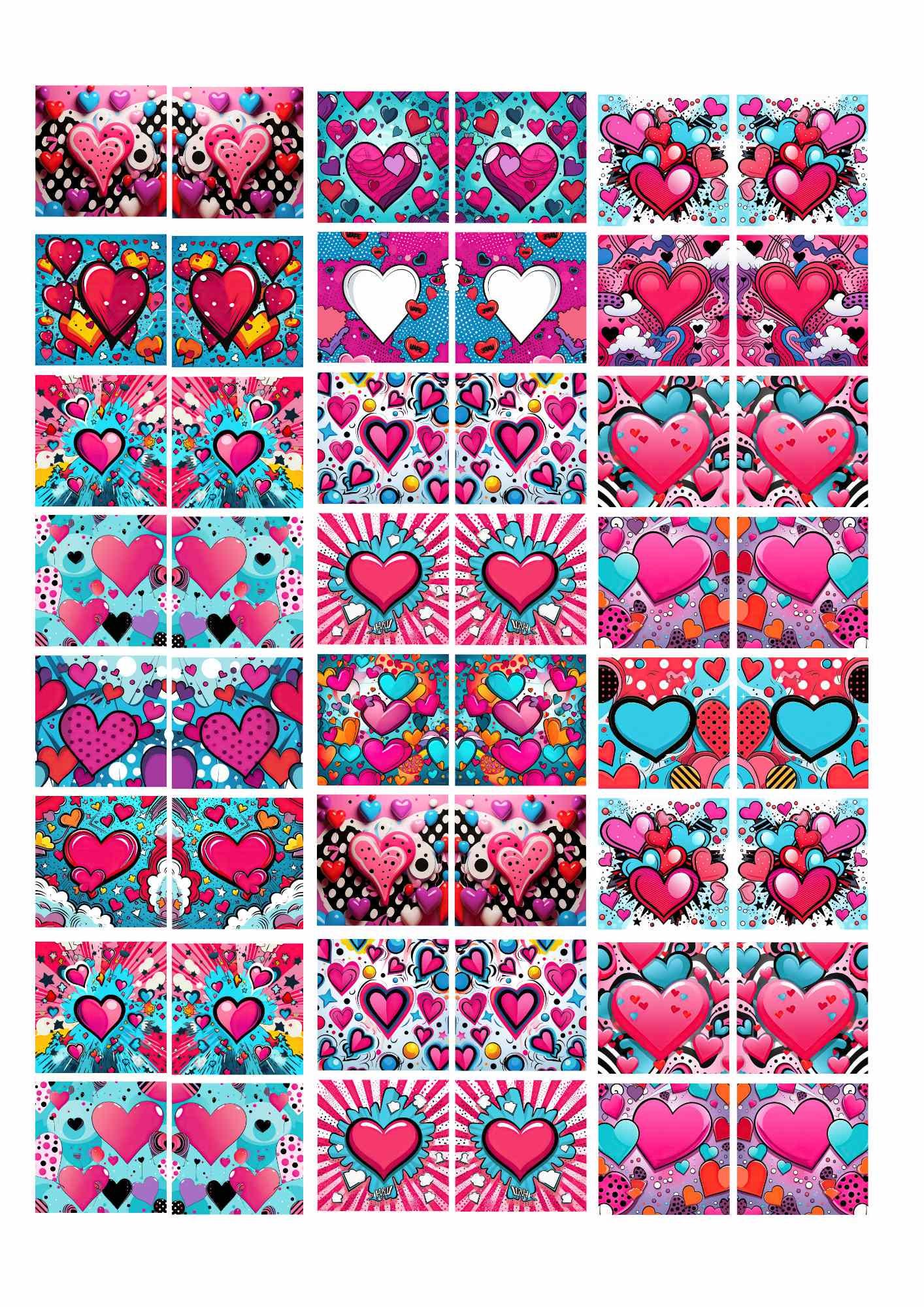 Overglaze Decals, Pop Art Valentines Ceramic decals - Enamel Decal - Fusible Decal - Glass Fusing Decal ~ Waterslide Decal 40166