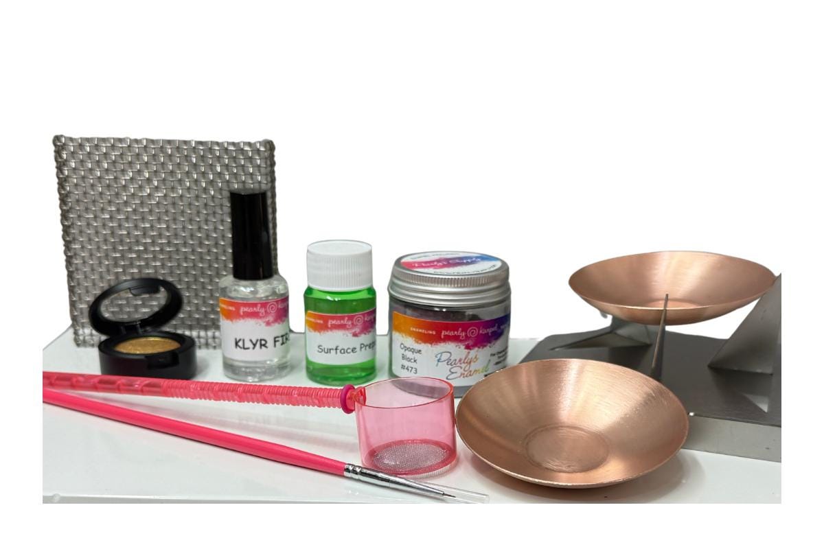 Kintsugi Inspired Enamel Kit, Gold Detail Copper Bowl DIY Kit (Worth 100 USD)