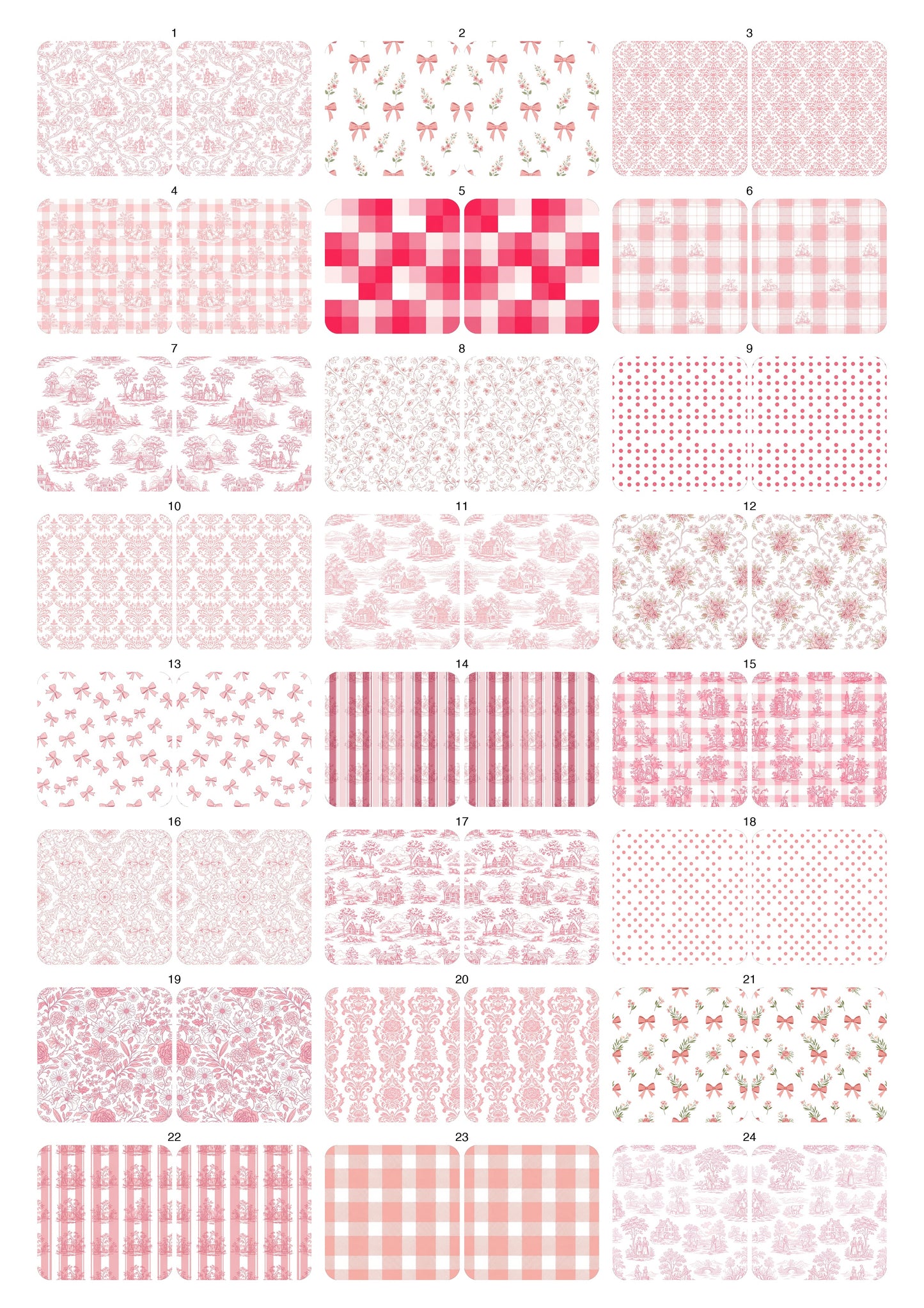 Decals, Pink French Toile Ceramic decals - Enamel Decal - Fusible Decal - Glass Fusing Decal ~ Waterslide Decal 10015