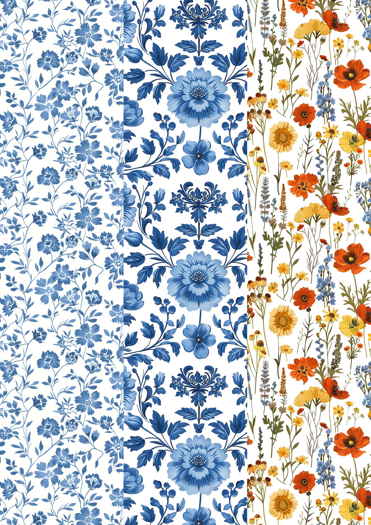 Decals, Blue Floral Wildflower Background Ceramic decals - Enamel Decal - Fusible Decal - Glass Fusing Decal ~ Waterslide Decal 10021