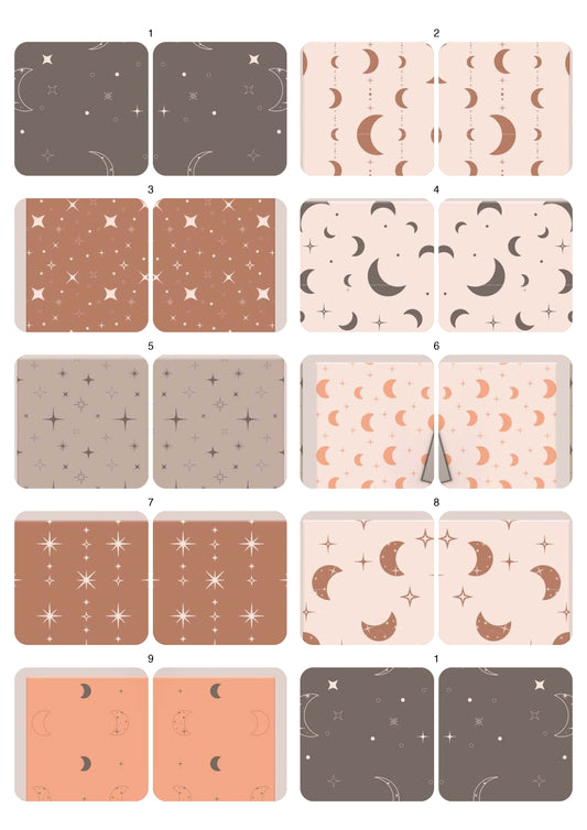 Decals, Moon and Stars Ceramic decals - Enamel Decal - Fusible Decal - Glass Fusing Decal ~ Waterslide Decal 10027