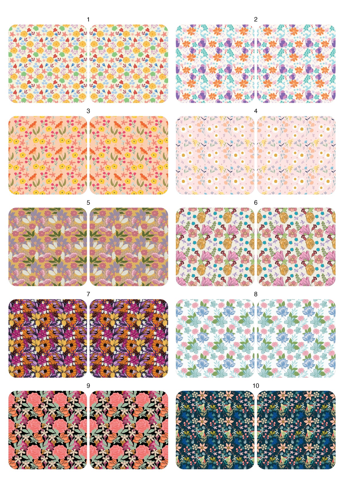 Decals, Retro Floral Ceramic decals - Enamel Decal - Fusible Decal - Glass Fusing Decal ~ Waterslide Decal 10033
