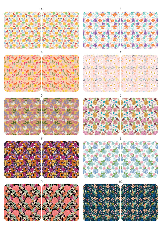 Decals, Retro Floral Ceramic decals - Enamel Decal - Fusible Decal - Glass Fusing Decal ~ Waterslide Decal 10033