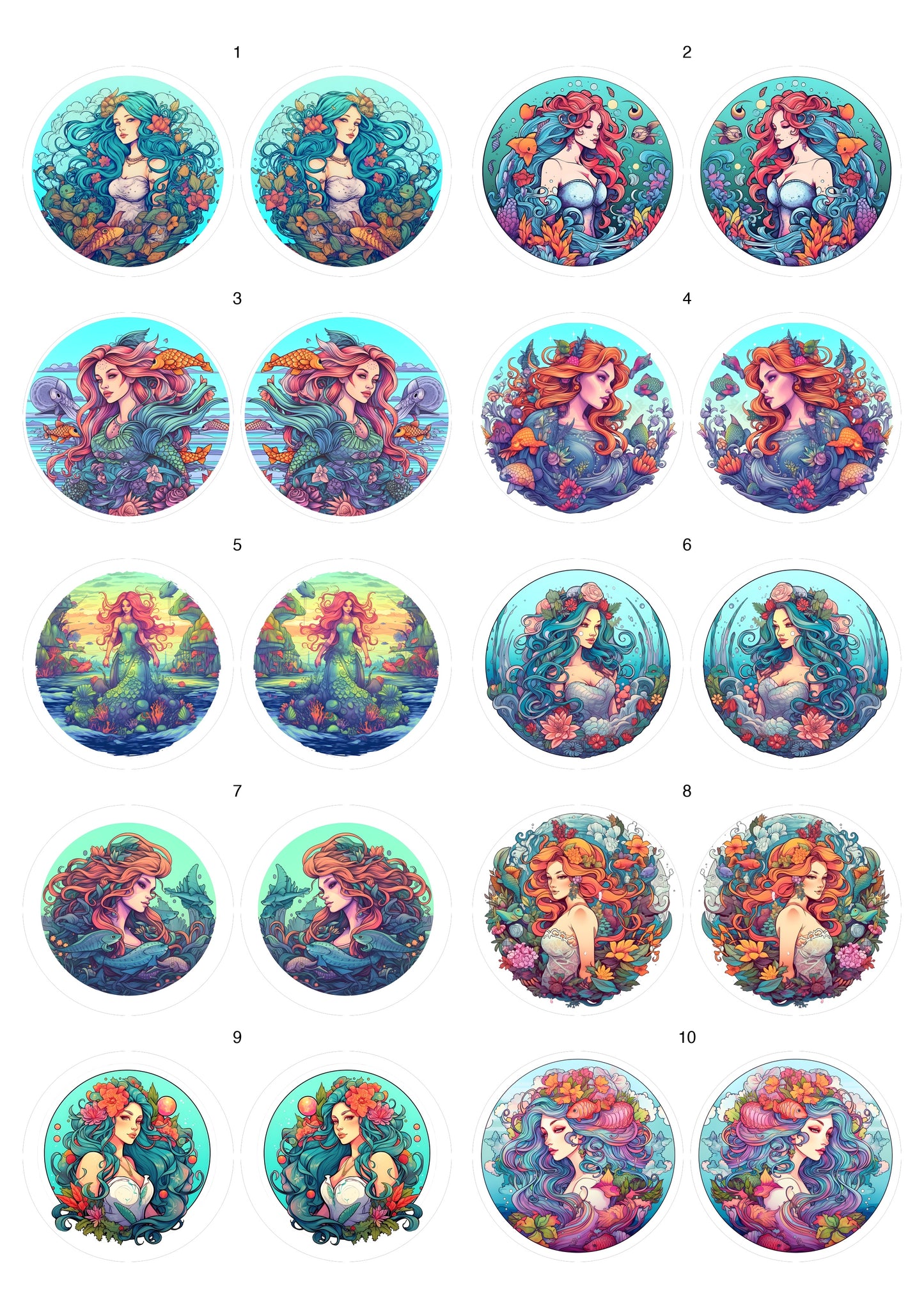 Decals, Mermaid Ceramic decals - Enamel Decal - Fusible Decal - Glass Fusing Decal ~ Waterslide Decal 10034