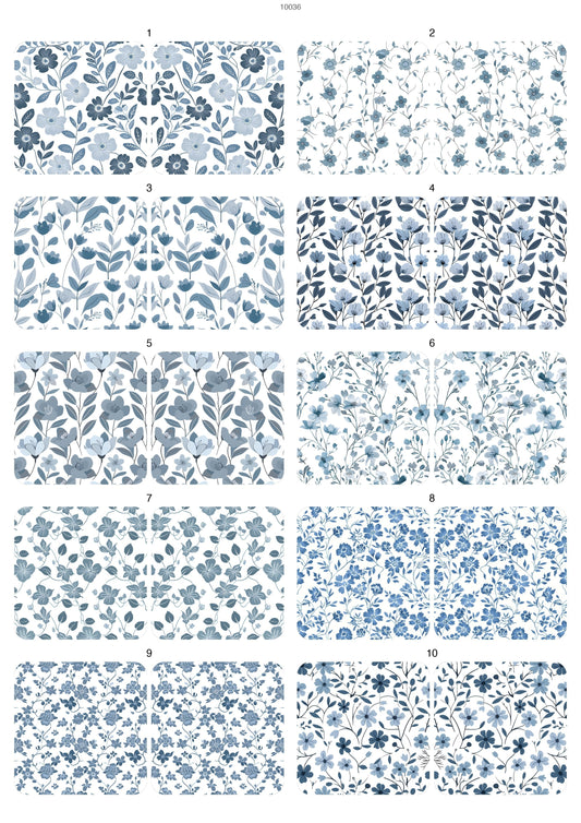 Dusty Blue Embroidery Waterslide Decal - Ceramic, Enamel & Glass Fusing Overglaze Decal Sheet 10036