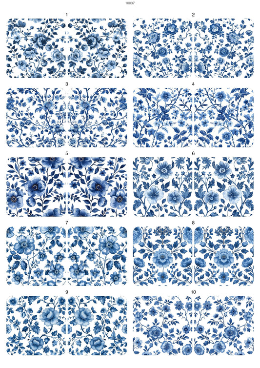 French Blue Toile Waterslide Decal - Ceramic, Enamel & Glass Fusing Overglaze Decal Sheet 10037