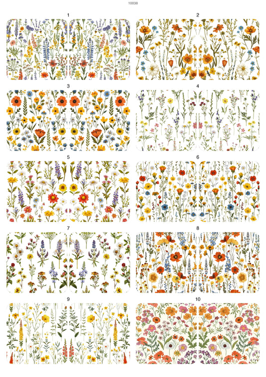 Wildflower Meadow Waterslide Decal - Ceramic, Enamel & Glass Fusing Overglaze Decal Sheet 10038