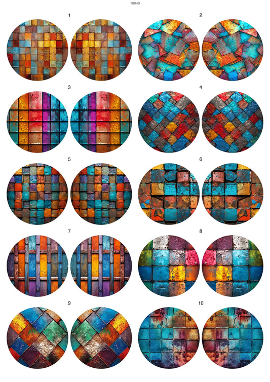Abstract Metal Mosaic Waterslide Decal - Ceramic, Enamel & Glass Fusing Overglaze Decal Sheet 10040