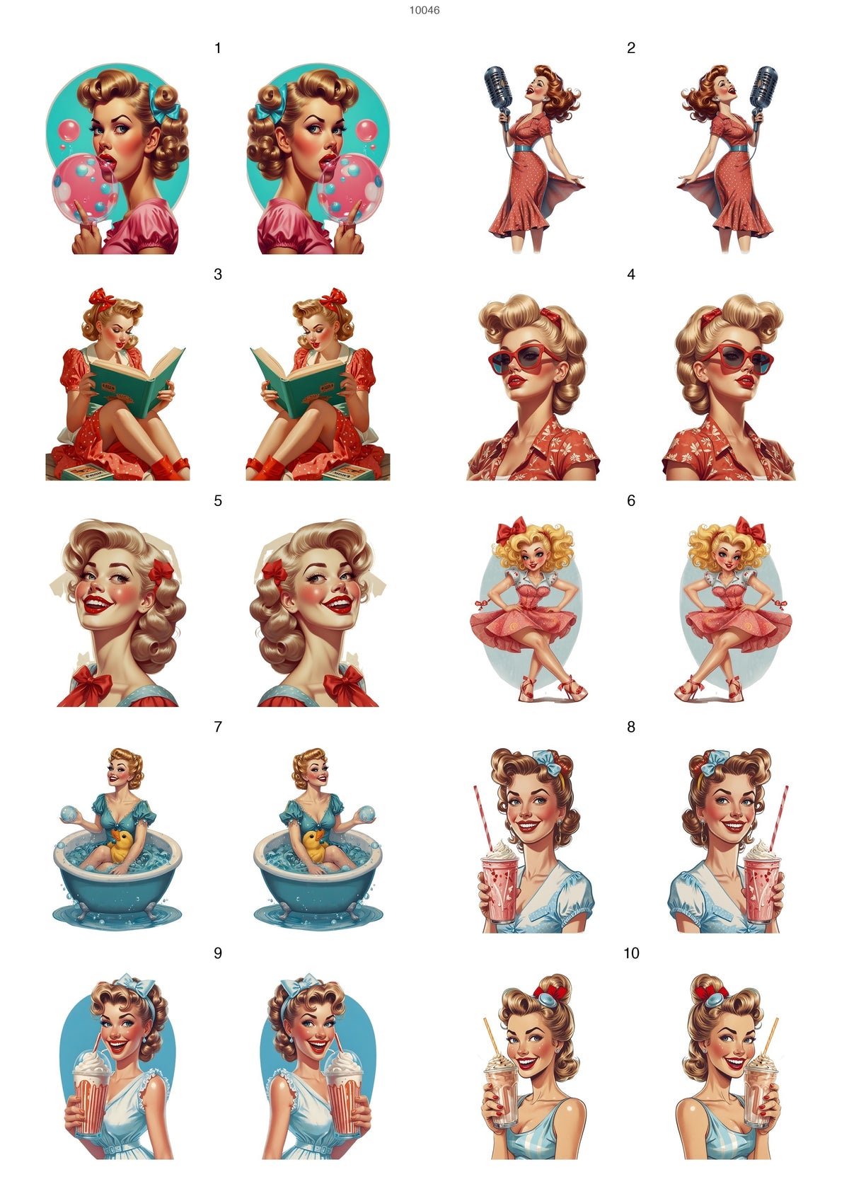 Decals, Retro Pin Up Ceramic decals - Enamel Decal - Fusible Decal - Glass Fusing Decal ~ Waterslide Decal 10046