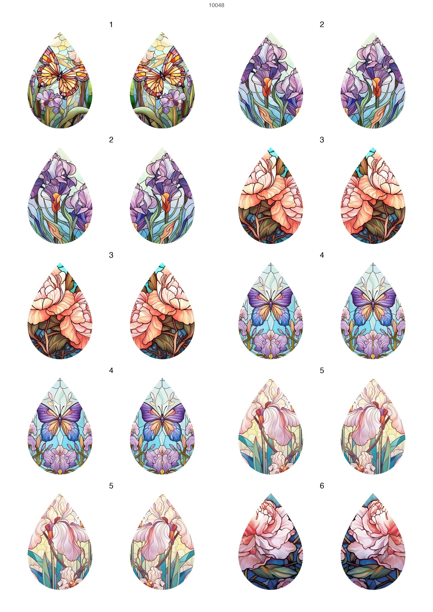 Decals, Stained Glass Floral Ceramic decals - Enamel Decal - Fusible Decal - Glass Fusing Decal ~ Waterslide Decal 10048