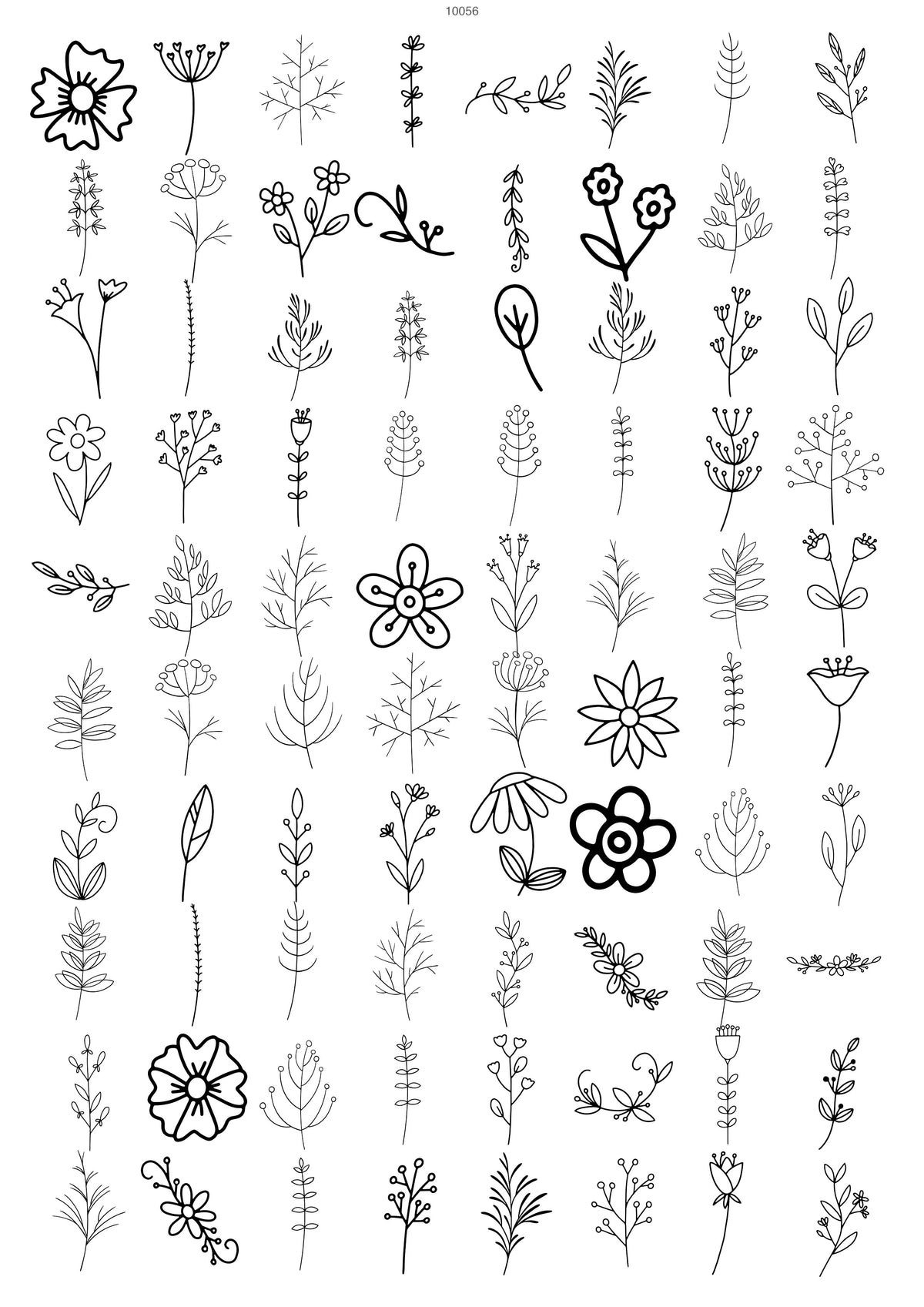 Decals, Doodle Botanical Elements Ceramic decals - Enamel Decal - Fusible Decal - Glass Fusing Decal ~ Waterslide Decal 10056
