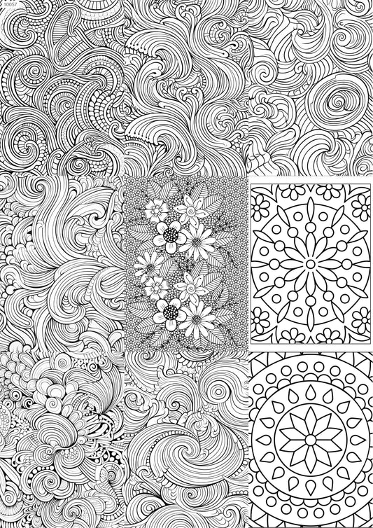 Zentangle Pattern Waterslide Decal - Ceramic, Enamel & Glass Fusing Overglaze Decal Sheet 10057