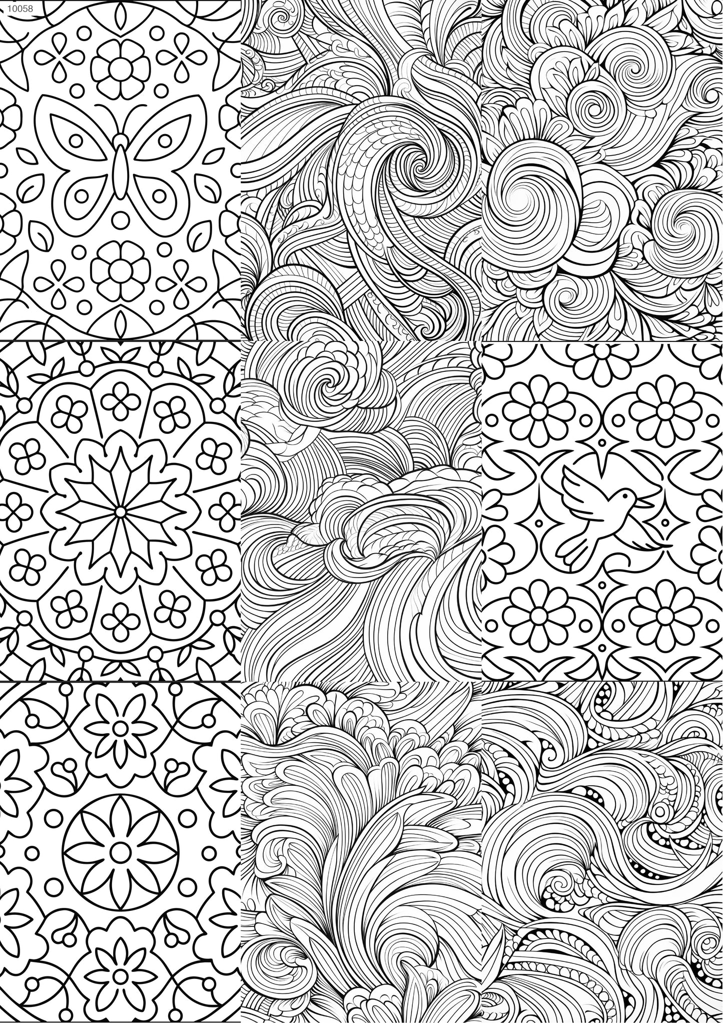 Decals, Zentangle Floral Ceramic decals - Enamel Decal - Fusible Decal - Glass Fusing Decal ~ Waterslide Decal 10058