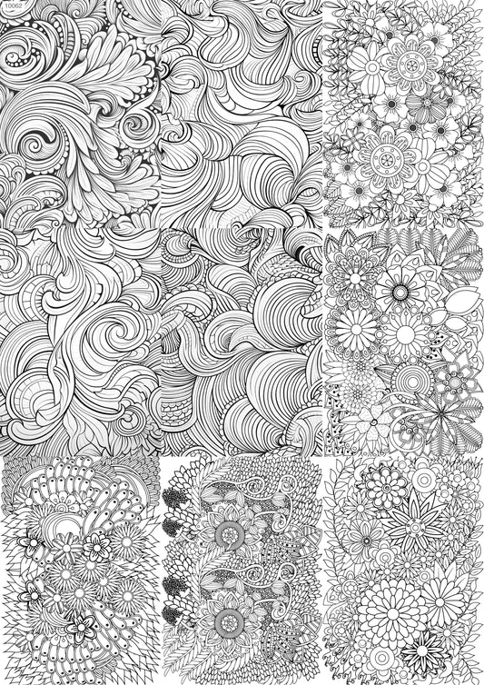 Zentangle Bloom Waterslide Decal - Ceramic, Enamel & Glass Fusing Overglaze Decal Sheet 10062
