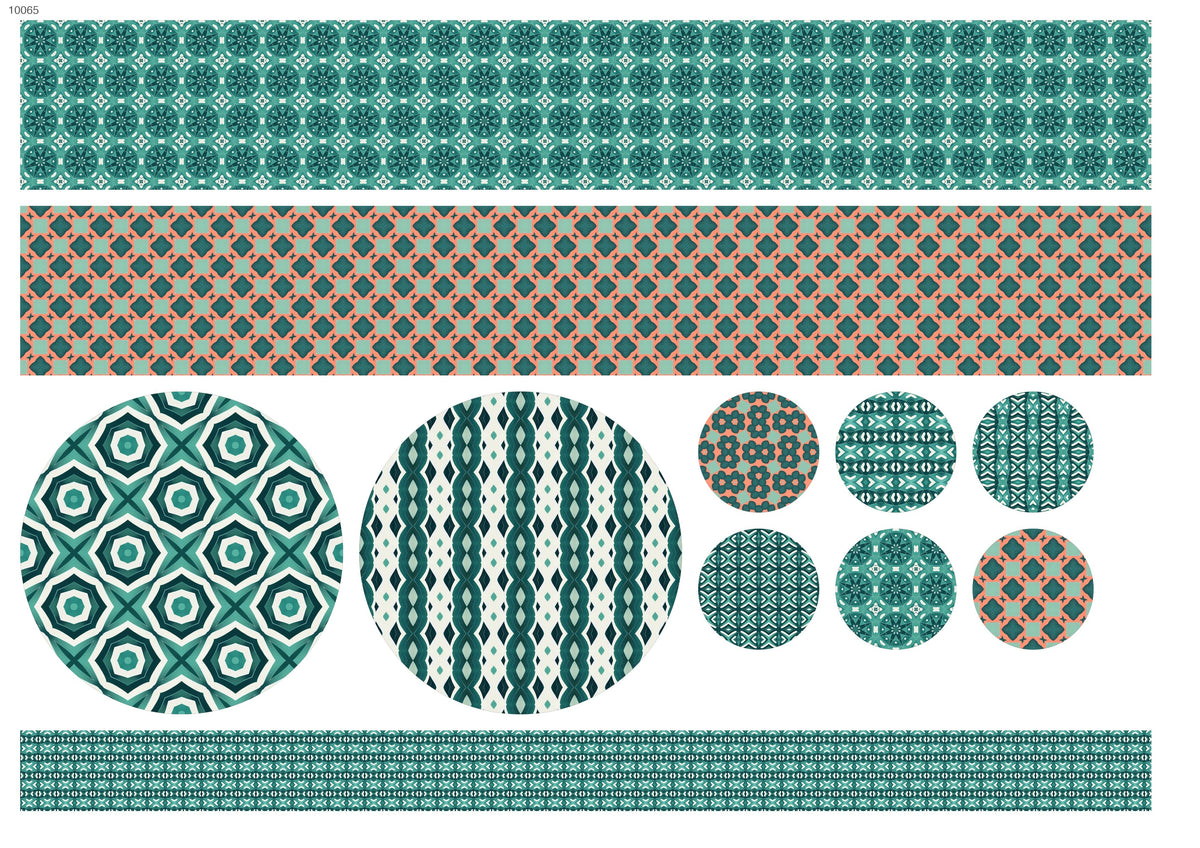 Decals, Teal Tile Tableware Ceramic decals - Enamel Decal - Fusible Decal - Glass Fusing Decal ~ Waterslide Decal 10065