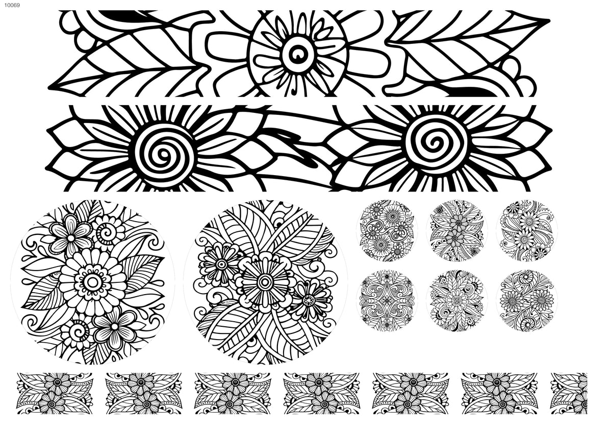 Decals, Zentangle Tableware Ceramic decals - Enamel Decal - Fusible Decal - Glass Fusing Decal ~ Waterslide Decal 10069