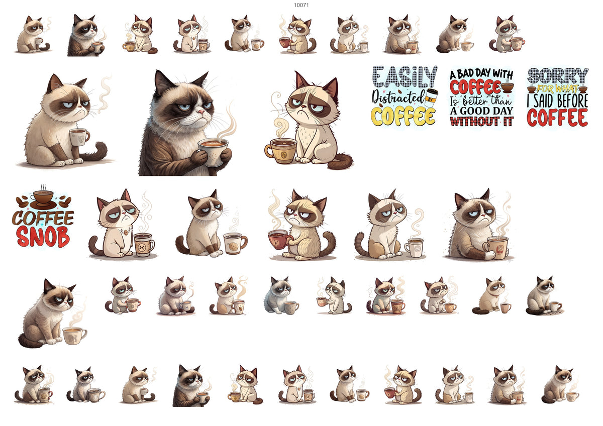 Decals, Grumpy Cat Coffee Ceramic decals - Enamel Decal - Fusible Decal - Glass Fusing Decal ~ Waterslide Decal 10071