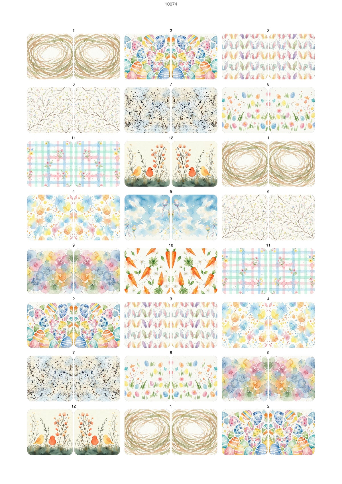 Decals, Easter Watercolor Pattern Ceramic decals - Enamel Decal - Fusible Decal - Glass Fusing Decal ~ Waterslide Decal 10074
