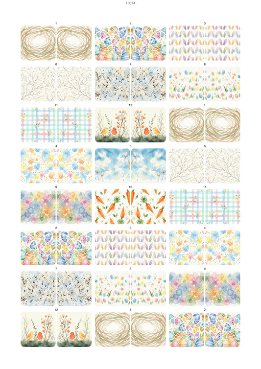 Easter Watercolor Pattern Waterslide Decal - Ceramic, Enamel & Glass Fusing Overglaze Decal Sheet 10074