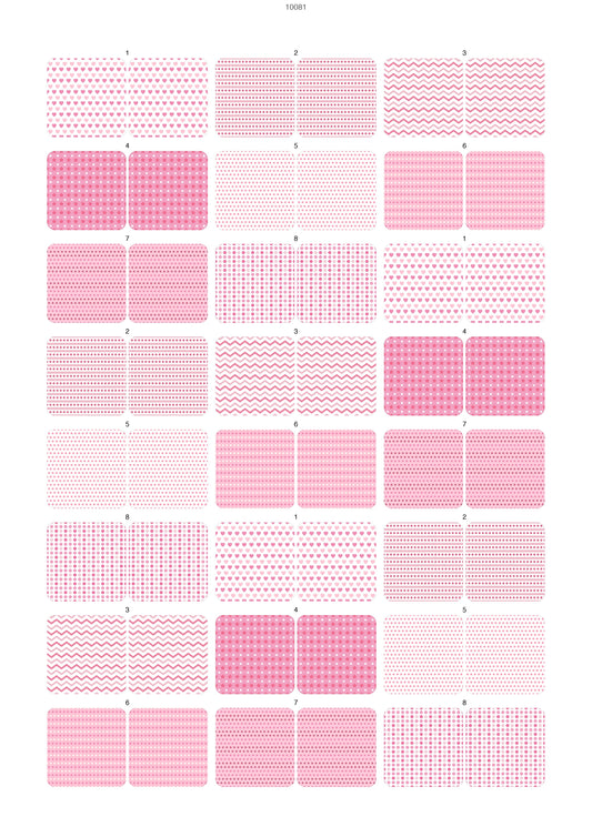 Valentine Pink Pattern Waterslide Decal - Ceramic, Enamel & Glass Fusing Overglaze Decal Sheet 10081