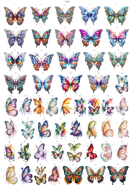 Butterfly Motifs Two Waterslide Decal - Ceramic, Enamel & Glass Fusing Overglaze Decal Sheet 10088