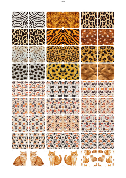 Animal Print and Cat Pattern Waterslide Decal - Ceramic, Enamel & Glass Fusing Overglaze Decal Sheet 10096