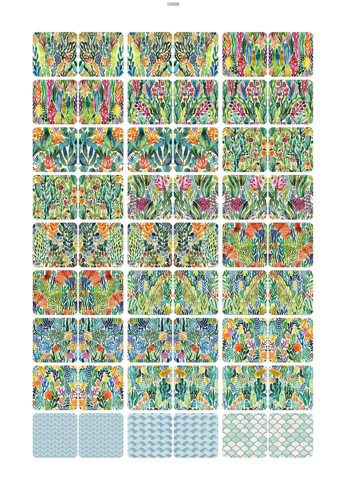 Ocean Life Pattern Waterslide Decal - Ceramic, Enamel & Glass Fusing Overglaze Decal Sheet 10099