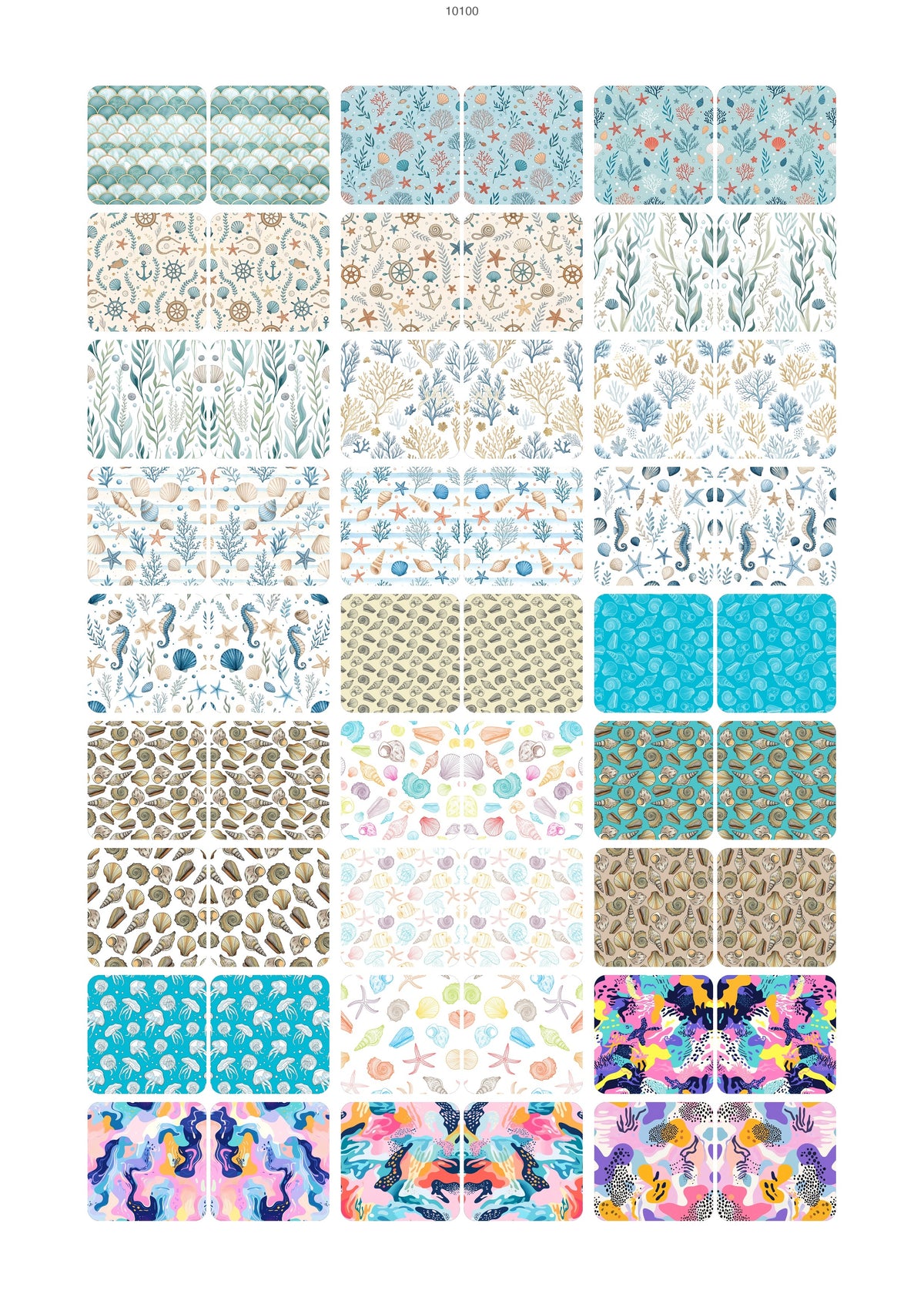 Underwater Pattern Waterslide Decal - Ceramic, Enamel & Glass Fusing Overglaze Decal Sheet 10100