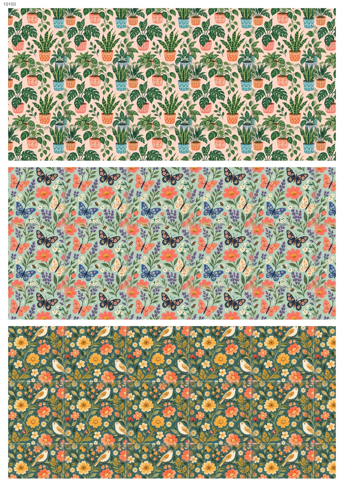 Garden Green Trio Waterslide Decal - Ceramic, Enamel & Glass Fusing Overglaze Decal Sheet 10103