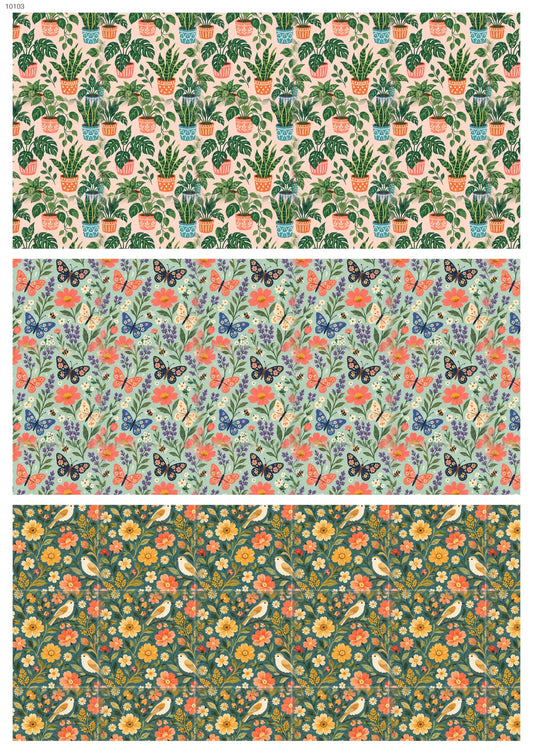 Garden Green Trio Waterslide Decal - Ceramic, Enamel & Glass Fusing Overglaze Decal Sheet 10103