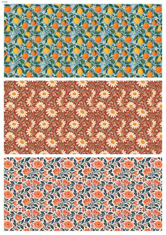 Bright Citrus Trio Waterslide Decal - Ceramic, Enamel & Glass Fusing Overglaze Decal Sheet 10104