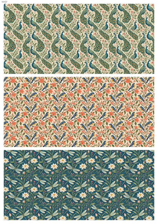 Aviary Trio Waterslide Decal - Ceramic, Enamel & Glass Fusing Overglaze Decal Sheet 10107