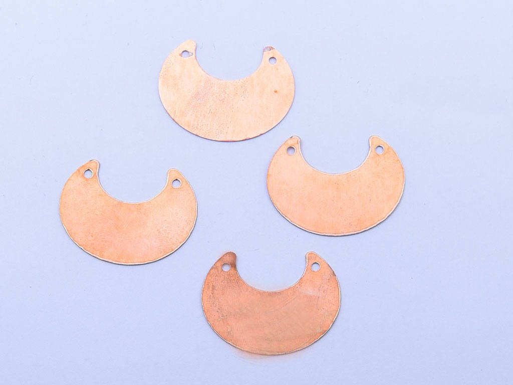 Copper Blanks - 26# 35mm Half circle copper blank , stamped, solid copper, round stamping blank, personalized , copper blank, raw copper
