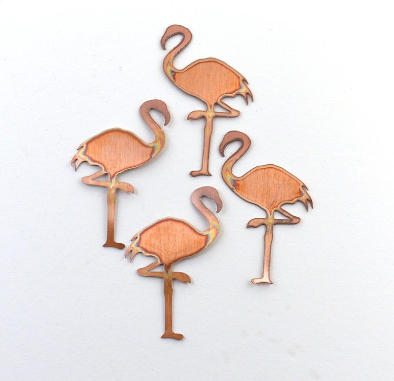 Copper Blanks - 73# Flamingo copper blank , stamped enamel , solid copper, stamping blank, personalized copper blank, raw copper