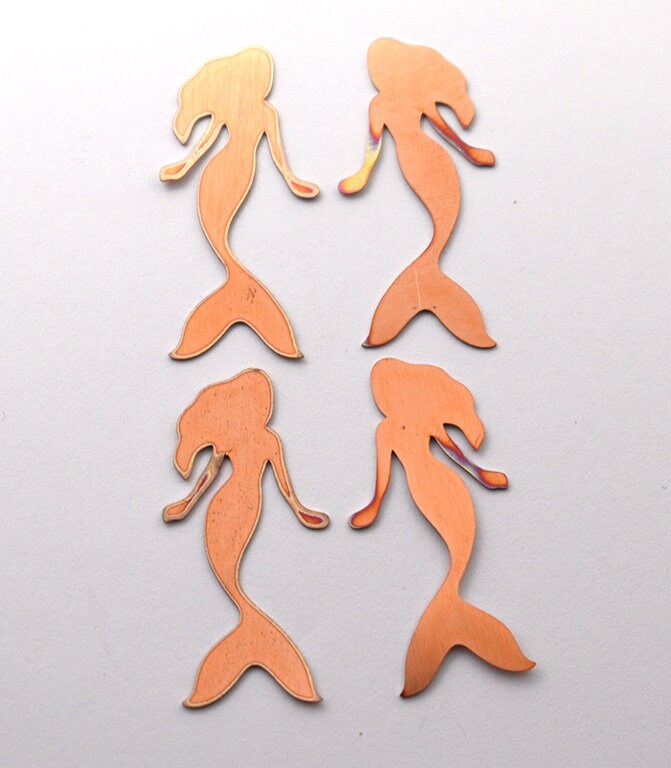 Copper Blanks - 89# Mermaid Copper blank ,stamped solid copper, round stamping blank, personalized 24 gauge, blank, raw copper,pack of 4