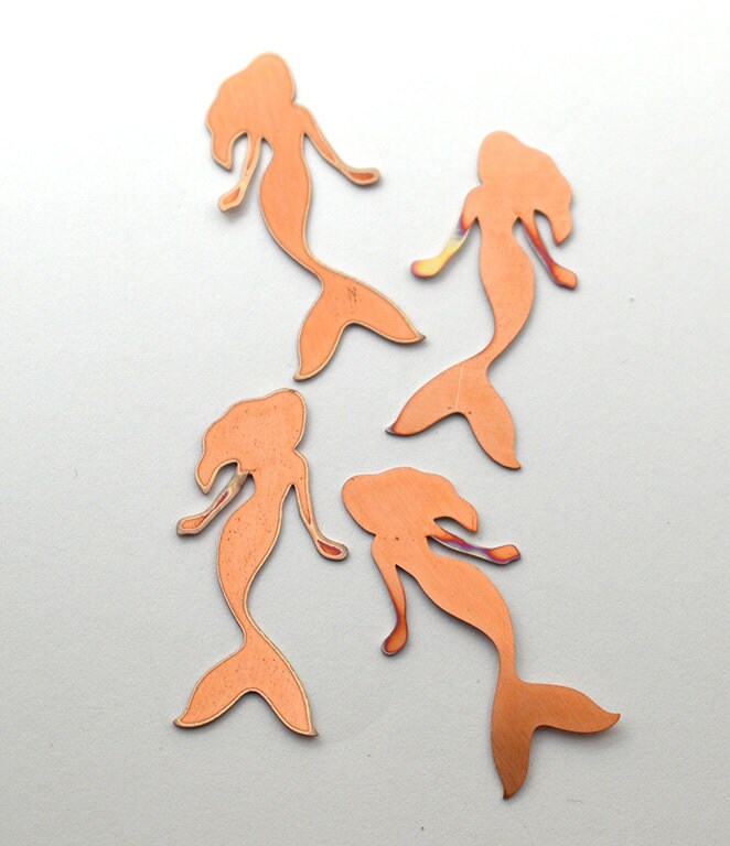 Copper Blanks - 89# Mermaid Copper blank ,stamped solid copper, round stamping blank, personalized 24 gauge, blank, raw copper,pack of 4