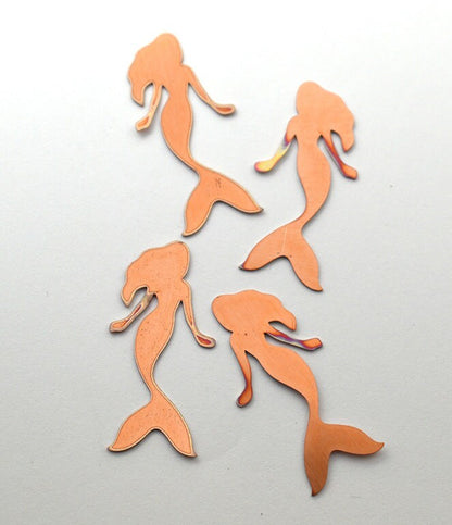 Copper Blanks - 89# Mermaid Copper blank ,stamped solid copper, round stamping blank, personalized 24 gauge, blank, raw copper,pack of 4