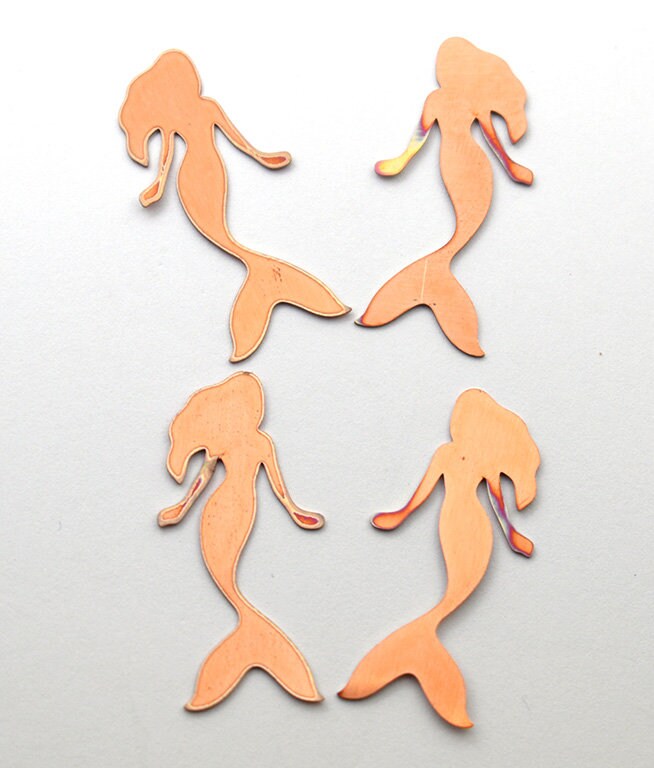 Copper Blanks - 89# Mermaid Copper blank ,stamped solid copper, round stamping blank, personalized 24 gauge, blank, raw copper,pack of 4