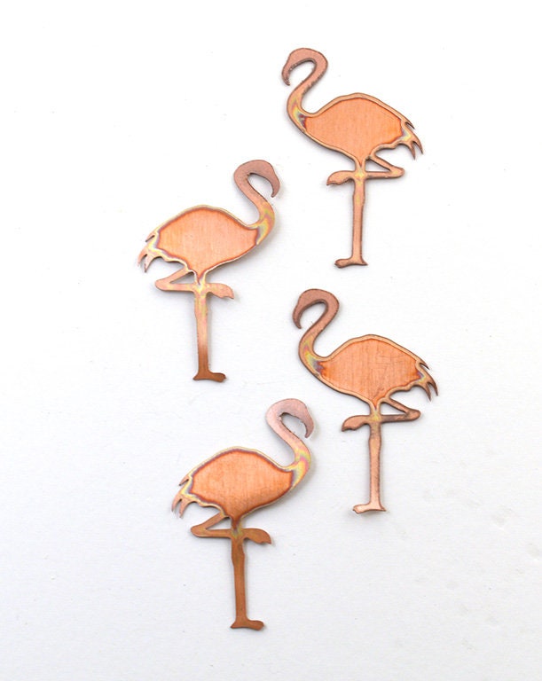 Copper Blanks - 73# Flamingo copper blank , stamped enamel , solid copper, stamping blank, personalized copper blank, raw copper