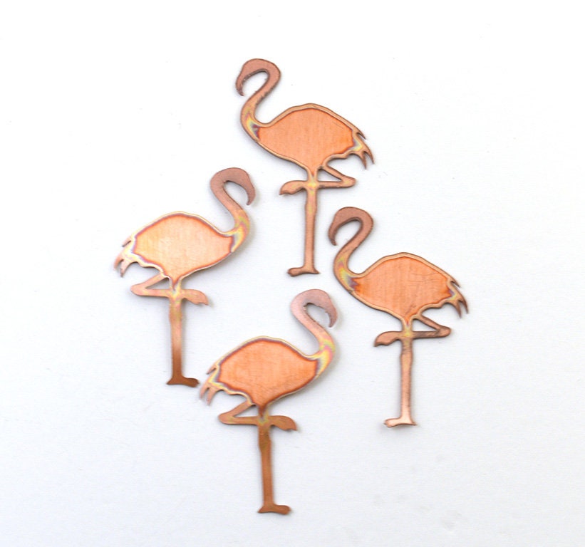 Copper Blanks - 73# Flamingo copper blank , stamped enamel , solid copper, stamping blank, personalized copper blank, raw copper