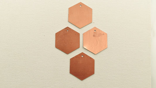 Copper Blanks - 40# Hexagonal copper blank , stamped enamel , solid copper, stamping blank, personalized , copper blank, raw copper