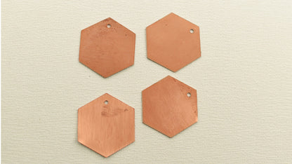 Copper Blanks - 40# Hexagonal copper blank , stamped enamel , solid copper, stamping blank, personalized , copper blank, raw copper